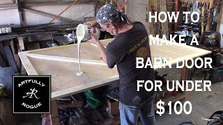 how to build a wooden barn door for under 100 [upl. by Eiduam751]