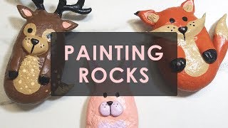 DIY PAINTED ROCK ART  WOODLAND CREATURES  ART DROP AROUND TOWN [upl. by Rather]