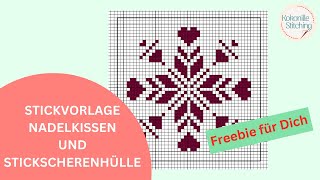 Stickvorlage Nadelkissen und Stickscherenetui  Kreuzstich Freebie [upl. by Eem658]