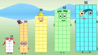 Meet The Numberblocks  Play Quiz Counting Learn To Draw Numbers 21  50  Kids Learning Game [upl. by Mclaurin60]