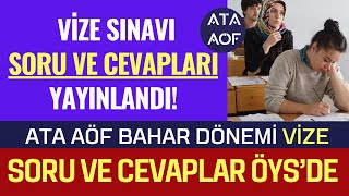 Ata Aöf Bahar Dönemi Ara Sınavı Soruları ve Cevapları Yayınlandı Sonuçlar Ne Zaman Açıklanır [upl. by Etep95]