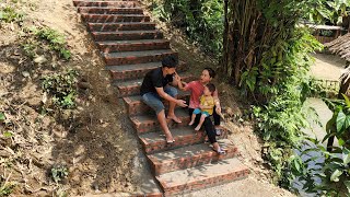 Techniques Construction Stairs Using Brick  The Art of Placing Bricks on a Slope  Chúc Tòn Bình [upl. by Olympe]