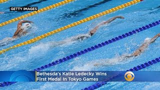 Bethesdas Katie Ledecky Wins First Medal In Tokyo Games [upl. by Illyes776]