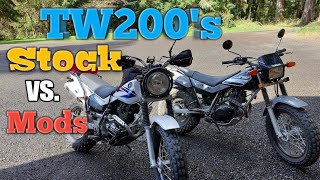 Yamaha TW200 Stock vs Modified [upl. by Mudenihc542]