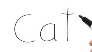 How to Draw a Cat Using the Word Cat  Very Easy [upl. by Bren]