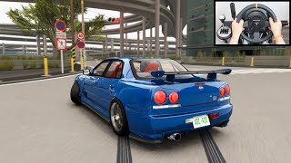 Drifting Nissan Skyline R34 GTR  Assetto Corsa Thrustmaster TX Gameplay [upl. by Ainotahs]