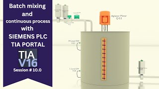 Batch mixing and continuous process control with Siemens PLC in TIA Portal [upl. by Nirrek]