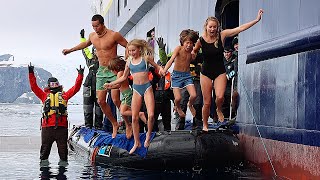 FAMILY OF 5 DOES FREEZING COLD POLAR PLUNGE IN ANTARCTICA Part 3 of 3  Antarctica with Little Kids [upl. by Younglove965]