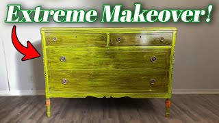 Extreme Furniture Makeover Ugly Dresser Transformed into a Beautiful Dresser [upl. by Nekcerb]