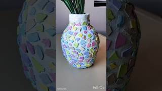 Mosaic art on earthern vase fevicrylfevismart24 mosaic flowervaseideas clay [upl. by Nihcas]