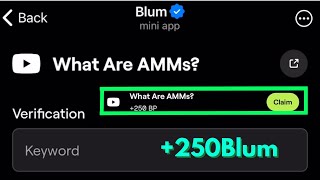 What are AMMs Video code  Blum video code today Blume verify code 25 september  blum video code [upl. by Oeflein]