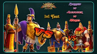 PyrrhusLiu Che VS AlexanderLiu Che VS MartelLiu Che 1v1 Test  Rise of Kingdoms [upl. by Accisej708]