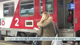 Sciopero dei treni del 5 novembre cancellazioni e disagi nel pavese [upl. by Dermott]