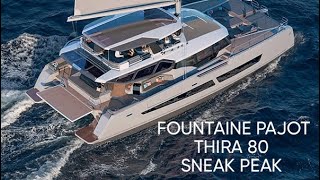 Fountaine Pajot  Thira 80  Sneak peak walkthrough of hull 1 [upl. by Syhr]