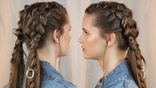 BRAIDED HAIR RINGS HAIR TUTORIAL  LILMISSMEGSMAKEUP [upl. by Iznekcam]