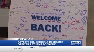 WATCH FCPS school celebrates SRO’s first day back on job after recovering from crash [upl. by Alburga636]