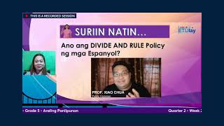 ETULAY AP 5 Q2 WEEK2 Pagsasailalim ng Katutubong Populasyon sa Kapangyarihan ng Espanya [upl. by Berlauda]