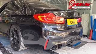 BMW 540i G30 with RES Exhaust SS304 catless downpipe with heatshield  valve catback exhaust system [upl. by Yentroc]