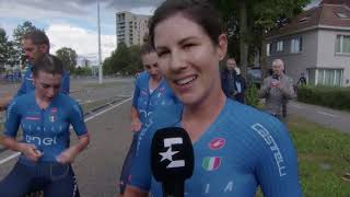 Elena Cecchini  Interview at the finish  Mixed Relay UEC Championships LimbourgFlanders 2024 [upl. by Garin]