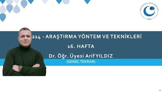 ARAŞTIRMA YÖNTEM VE TEKNİKLERİ  GENEL TEKRAR [upl. by Yeleak]