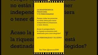 LA INDEPENDENCIA FINANCIERA TU PERSONALIDAD ES TU OBSTACULO HACIA LA RIQUEZAS  2409181 [upl. by Leno]