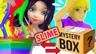 Cambio dela Caja Misteriosa de Slime con Guantes  MISTERY BOX SLIME SWITCH UP Challenge con GUANTES [upl. by Eilyac]