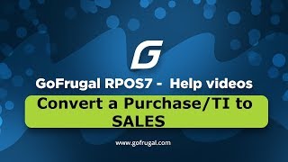 GoFrugal RPOS7  PurchaseOSTI to Sales conversion [upl. by Rennug767]