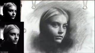 Drawing with charcoal speed up video from Drawing along class on Patreon [upl. by Launame175]