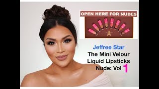 JEFFREE STAR COSMETICS Mini Velour Liquid Lipstick Nude 1 Swatches by Swatch Queen [upl. by Ellohcin]