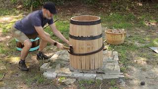 Coopering a 36 gallon beer barrel with hand tools [upl. by Cerelly]