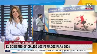 Calendario en Argentina el Gobierno oficializó los feriados para 2024 [upl. by Kobi]