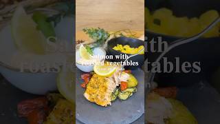 Salmon with Roasted vegetables from one pan in 30 minutes🤤🍣🍽️ chef viralshorts easyrecipe [upl. by Akerahs]