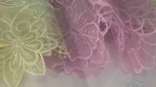 Mesh Lace Sparkly Floral Embroidery Lace Trim Fancy Tulle Organza Lace Trim [upl. by Devonna]