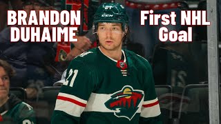 Brandon Duhaime 21 Minnesota Wild first NHL goal Oct 23 2021 [upl. by Denis]