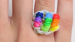 Rainbow Loom English  LOOM RING  Loom Bands easy how to DIY [upl. by Maude]