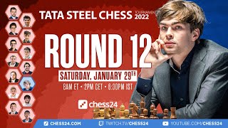 Tata Steel Chess 2022  Round 12  Jan Gustafsson amp Peter Svidler [upl. by Ilajna]