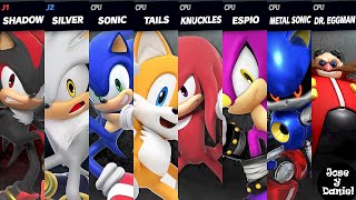 Sonic vs Tails vs Shadow vs Knuckles vs Silver vs Eggman vs Metal Sonic in Super Smash Bros Ultimate [upl. by Lennard]