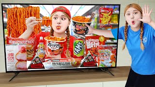 Mukbang Fire Spicy Noodle Tteokbokki 하이유의 TV 속 편의점 음식 먹방 컵라면 떡볶이 김밥 Convenience Store  HIU 하이유 [upl. by Melleta]