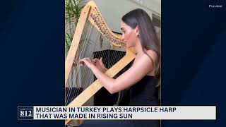 Woman plays Harpsicle Harp made in Rising Sun [upl. by Pritchard]