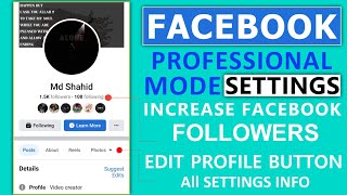 Facebook Professional Mode।How to increase facebook followers। Professional Mode Settings। turn on [upl. by Paris]