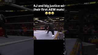 Aj and big justice get there first aew win ￼aewdynamitebigjustice [upl. by Erfert]