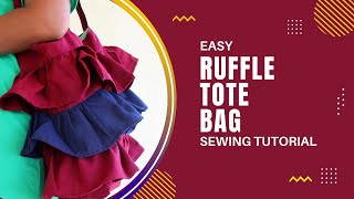 Easy Ruffle Tote Bag Sewing Tutorial An Easy Sewing Project [upl. by Annaili]