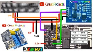 ESP 01s ESP8266 WS2812B RGB Led Matrix8x32 DHT11 RTC DS1307 [upl. by Annawt]