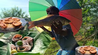 River Net Fishing And Cooking  மழைக்கு கெண்டை ஏறி இருக்குமா Fishing Due To Rainfall Rohu Fish Fry [upl. by Ainorev]