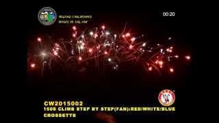 13G FIREWORKS 150S CLIMB STEP BY STEP REDWHITEBLUE CROSSETTE FAN  BY KASTNER PYROTECHNICS [upl. by Christina]