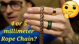 4mm Rope Chain vs 5mm Rope Chain  Gold Jewelry Sizing [upl. by Orth]