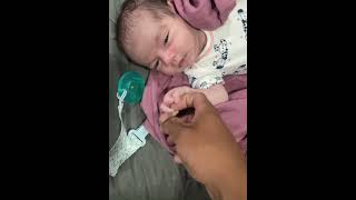 Baby Demonstrates Palmar Grasp Reflex [upl. by Sarette]