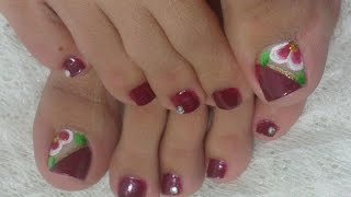 Unhas Decoradas Para os Pés Manual Bela e Simples Nail Art [upl. by Nyrrat]