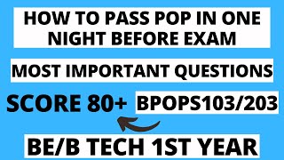 BPOPS103203 PASSING PACKAGE VTU POP IMPORTANT QUESTIONSPOP MAKEUP EXAMvtu vtuengineering [upl. by Lilas]