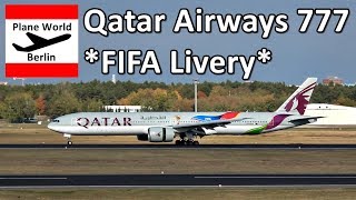 Qatar Airways FIFA World Cup Boeing 777300ER landing in BerlinTegel [upl. by Alissa]